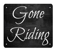 PIUHRKLEVD Barn Style Metal Tin Sign Gone Riding Horse Quote Vintage Wall Decor for Stable Tack Room or Western Home 8 X 12 inch