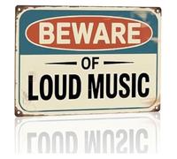 PIUHRKLEVD Beware Of Loud Music Vintage Aluminum Sign 12x8 Inch