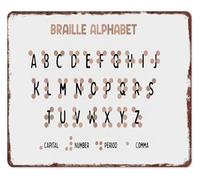 PIUHRKLEVD Braille System Metal Sign Classroom Wall Decor for Vision Impaired Learning Sensory Room Home Education Tool 8 X 12 in
