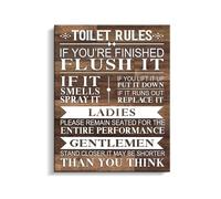 PIUHRKLEVD Cheeky Bathroom Rules Canvas Wall-Art - Rustic Farmhouse Sign for Decor(Unframed,08x12inch(20x30cm))