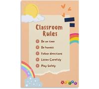 PIUHRKLEVD Homeschool Classroom Rules Poster for Preschool Behavior Chart | Clean up routine steps, walking feet rule, morning meeting reference(Unframed,08x12inch(20x30cm))