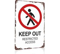 PIUHRKLEVD Keep Out Restricted Access Funny Aluminum Metal Sign Wall-Art for Garage Workshop Office Factory Warehouse Hallway 8 X 12 in