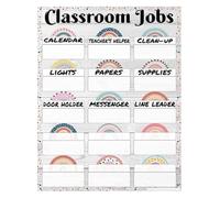 PIUHRKLEVD Kindergarten Jobs Poster Boho Classroom for Early Learning Space | Educational diagram presents weather reporter chair stacker pet feeder job cards(Unframed,12x18inch(30x45cm))