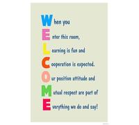 PIUHRKLEVD Learning Decor for Elementary Classroom Motivational Rules and Welcome Poster Light Tan Inspirational Wall-Art for Teachers(Framed,08x12inch(20x30cm))