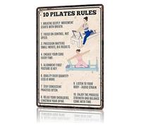 PIUHRKLEVD Motivational Workout Decor Metal Sign 10 Pilates Rules Vintage Funny Tin Wall-Art for Home Gym Yoga Studio Fitness 8 X 12 in