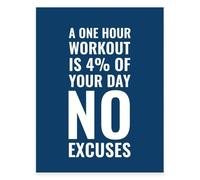 PIUHRKLEVD No Excuses Motivational Wall-Art One Hour Workout Quote 4 Percent of Your Day Choose Hard Weight Loss Poster for Home Gym(Unframed,12x18inch(30x45cm))