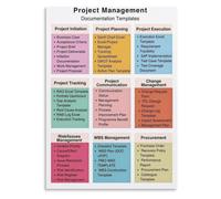PIUHRKLEVD Project Planning Poster Management Documentation Templates Guide | An indispensable tool for managers this poster clarifies which documents are needed(Unframed,12x18inch(30x45cm))