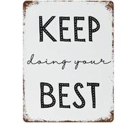 PIUHRKLEVD Retro Persistence Encouragement Plaque Tin Sign 12x8 Inch | Classic motivational reminder workspace study corner or home office focal point wall