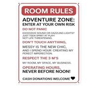 PIUHRKLEVD Room Rules Adventure Zone Enter At Own Risk Sign 12x8 Inch