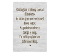 PIUHRKLEVD Rustic Kitchen Decor Metal Tin Sign Cleaning And Scrubbing Can Wait Till Tomorrow Funny Quote Wall-Art for Farmhouse Home (8 X 12 inch)