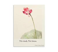 PIUHRKLEVD Serene Lotus & Mud Quote Canvas Poster, Zen Buddhism Wall-Art for Living Room, Asian Inspired Decor(Framed,12x18inch(30x45cm))
