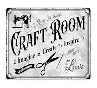 PIUHRKLEVD Vintage Creative Sign Metal Tin Imagine Create Inspire Inspirational Wall-Art for Craft Room Sewing Maker Studio 8 X 12 inch