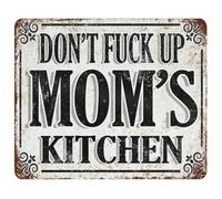 PIUHRKLEVD Vintage Kitchen Humor Sign Metal Tin Dont Mess Up The Funny Rules Decor for Home Bar Dining Room Wall-Art 8 X 12 inch