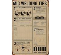 PIUHRKLEVD Vintage Mig Welding Tips Knowledge Welder Funny Metal Sign Wall-Art for Man Cave Bathroom Farm Bedroom Living Room Kitchen Garage Decor 8 X 12 in