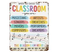 PIUHRKLEVD Vintage Music Classroom Rules Metal Tin Sign Wall Decor for Elementary School Band Room Teacher Gift Ideas 8 X 12 in