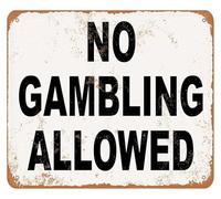 PIUHRKLEVD Vintage Prohibition Sign Retro Rustic Tin Metal Wall-Art Gambling Not Allowed Notice for Decor 8 X 12 in