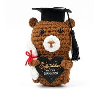 PIujsym Cadeau de remise de diplôme, cadeau de remise de diplôme, ours en crochet avec chapeau de docteur, sac de poche, cadeau de remise de diplôme, cadeau pour étude, université, formation ours