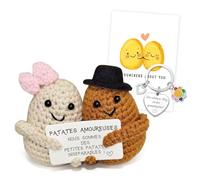 PIujsym Lot de 2 couples de pommes de terre au crochet - Cadeau idéal pour elle et lui - Cadeau original pour couple - Décoration et porte-clés