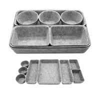 Piuluvor® Ensemble D'organisateurs de Tiroirs, 8 Pièces Boîtes de Rangement en Feutre, Organisateur de Tiroir en Feutre Empilable pour Bureau, Chambre à Coucher, Cuisine (Gris clair)