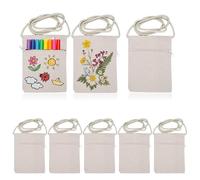 Piuluvor Lot de 8 sacs en tissu à peindre, 17 × 13 cm, sac en toile de jute non imprimé, beige, petit sac en tissu DIY pour enfants, pour l'école, la fête