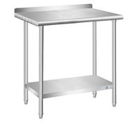 PIUMACU Table en acier inoxydable de 76,2 x 45,7 cm avec dosseret, table de préparation des aliments en acier inoxydable NSF pour la maison, la cuisine, le restaurant, l'extérieur