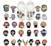 PIUMOJ Harry Charmes de Chaussure, Magicien Breloque pour Chaussures, Potter Shoe Charms pour la Décoration de Chaussures, Breloque pour Crocs Chaussures, Cadeaux de Fête, PVC, 27pcs