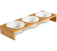 PiuPet® 3er Gamelle Chat I 250ml I Passe au Lave-Vaisselle I Gamelle Chat surélevée I Mangeoirs et abreuvoirs pour Chats et Petits Chiens I Support avec 3 Écuelles