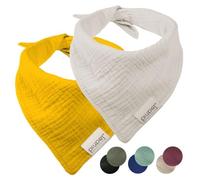 PiuPet® Bandanas pour Chien - Lot de 2 Bandanas - Élégants pour Petits et Grands Chiens - Foulard Chien - Jaune/Gris (L) 76x53x53cm