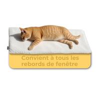 PiuPet® Couverture Auto-Chauffante Chat - Tapis Thermique Fenêtre 90x25 cm | Lit en sherpa doux sans électricité avec base antidérapante et housse lavable. Idéal pour l'automne et l'hiver.