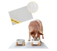 PiuPet® Tapis Gamelle Chien et Chat - 60x40cm - Silicone Imperméable - Gris