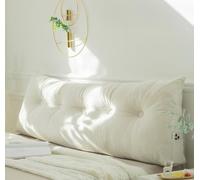 PIURUF Coussin triangulaire pour tête de lit double/très grand lit, coussin de soutien de dossier en velours de luxe pour le repos et la lecture, 200 x 40 x 12 cm (180 x 40 x 12 cm, blanc)