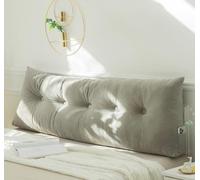 PIURUF Coussin triangulaire pour tête de lit double/très grand lit, coussin de soutien de dossier en velours de luxe pour le repos et la lecture, 200 x 40 x 12 cm (80 x 40 x 12 cm, gris)
