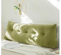 PIURUF Coussin triangulaire pour tête de lit double/très grand lit, coussin de soutien de dossier en velours de luxe pour le repos et la lecture, 200 x 40 x 12 cm (120 x 40 x 12 cm, vert)