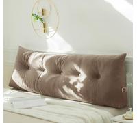 PIURUF Coussin triangulaire pour tête de lit double/très grand lit, coussin de soutien de dossier en velours de luxe pour le repos et la lecture, 200 x 40 x 12 cm (80 x 40 x 12 cm, café)