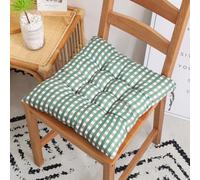 PIURUF Ensemble de 2 coussins de chaise carrés avec attaches, 40x40 cm - Coussin de chaise super doux pour intérieur et extérieur pour cuisine, jardin, terrasse (Vert à carreaux)
