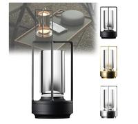 PIURUF Lampe de Table Lanterne en Cristal Lumisom, Lampe en Cristal Lumisom, Lampe de Table Portable en métal for intérieur/extérieur, Lampe LED sans Fil Rechargeable 3 Couleurs (Color : Black)