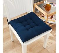 PIURUF Lot de 2 coussins carrés pour chaise avec attaches, 40x40 cm - Coussin de chaise de jardin, cuisine, patio - Coussin de siège de chaise super doux pour intérieur et extérieur (Bleu marine)