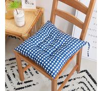 PIURUF Lot de 2 coussins de chaise carrés avec attaches - 40 x 40 cm - Coussin de chaise de salle à manger super doux pour intérieur et extérieur - Pour cuisine, jardin, terrasse (bleu)