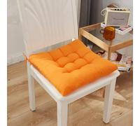 PIURUF Lot de 2 coussins de chaise carrés avec attaches, 40 x 40 cm - Coussin de chaise pour salle à manger, super doux, pour usage intérieur et extérieur, pour cuisine, jardin, terrasse (Orange)