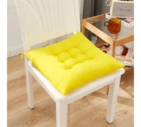PIURUF Lot de 2 galettes de chaise carrées super douces avec attaches - 40 x 40 cm - Pour intérieur et extérieur - Pour cuisine, jardin, terrasse (jaune)