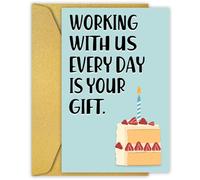 PIUST Carte d'anniversaire amusante pour collègue, carte d'anniversaire hilarante pour collègue, patron, amis, travailler avec nous au quotidien est votre cadeau (28)