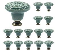 Piutouyar Lot de 15 boutons d'armoire de cuisine en céramique verte, boutons de commode, tiroir, meubles pour tiroir, commode, placard, placard de 34 mm de diamètre