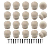 Piutouyar Lot de 20 mini boutons de commode en bois brut brut vintage pour cuisine, armoire, tiroir (18 x 18 mm)