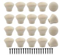 Piutouyar Lot de 20 mini boutons de commode ronds en bois brut brut vintage pour cuisine, armoire, tiroir (18 x 15 mm)