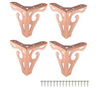 Piutouyar Lot de 4 pieds de meubles creux de 10 cm, pieds de meubles artistiques en métal doré rose pour canapé, armoire, table, bibliothèque, armoire
