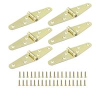 Piutouyar Lot de 6 charnières à sangle dorées très résistantes de 5,1 cm pour abri de jardin, armoire, porte avec vis de montage