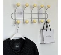 piuytrew Patère en Bois Boule Murale Porte-Manteau en métal avec 10 Crochets colorés Porte-Manteau Plusieurs Couleurs au Choix,7