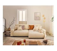 Pivoine - canapé d'angle 4 places réversible convertible avec 2 coffres en velours côtelé - Beige