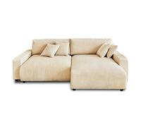 Pivoine - canapé d'angle réversible - 4 places - convertible avec coffre - en velours côtelé - Beige Beige G