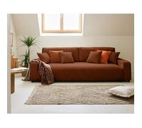 Canape droit LISA DESIGN 3 places en velours rouge 234 x 234 x 78 cm Terracotta G